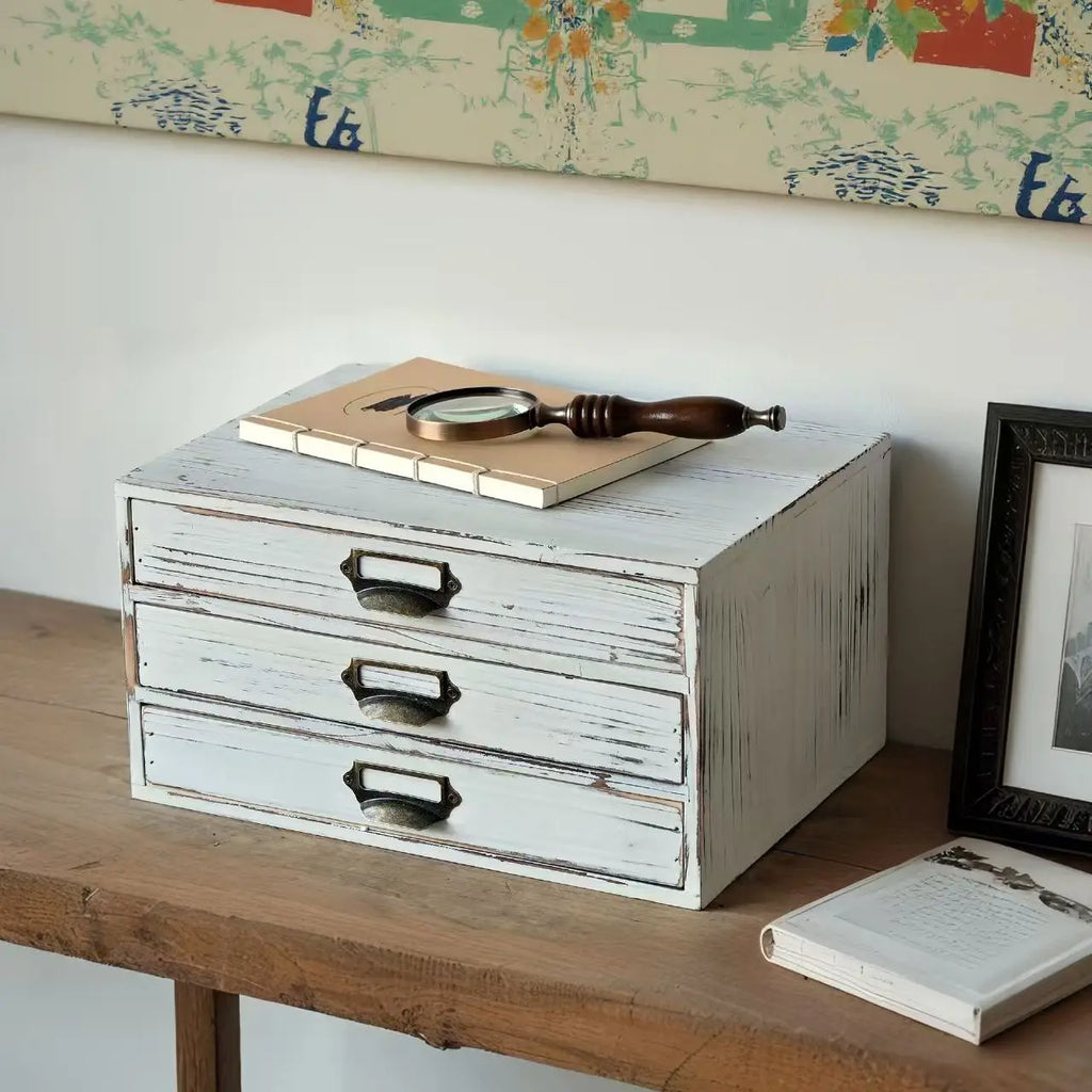 3-Drawer Wooden Storage Organizer Box