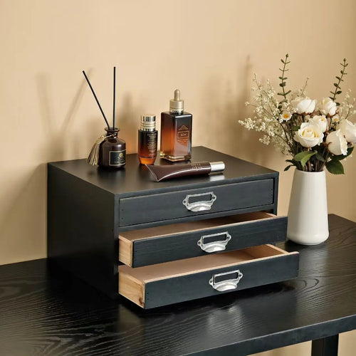 3-Drawer Wooden Storage Organizer Box