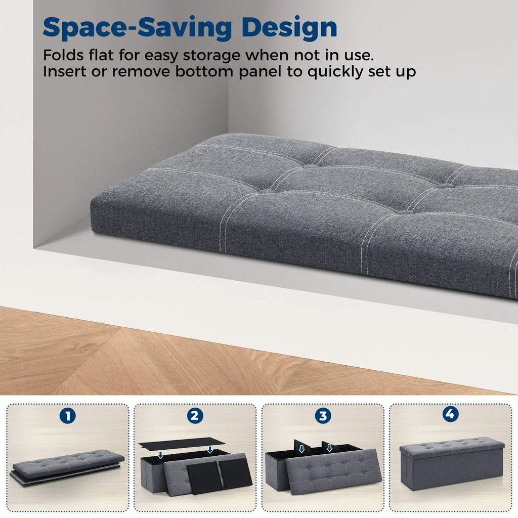 Foldable Stool Ottoman Storage Bench