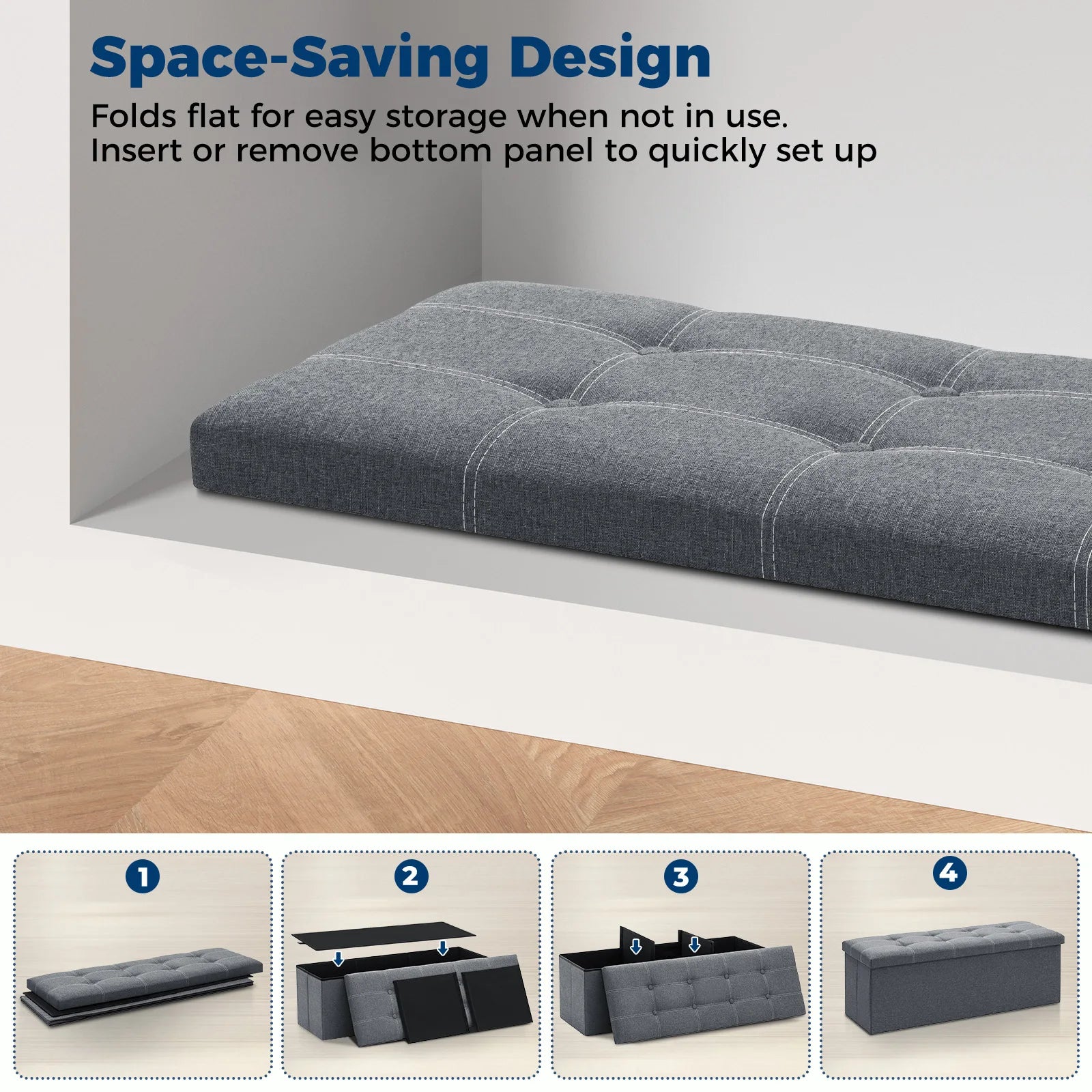 Foldable Stool Ottoman Storage Bench
