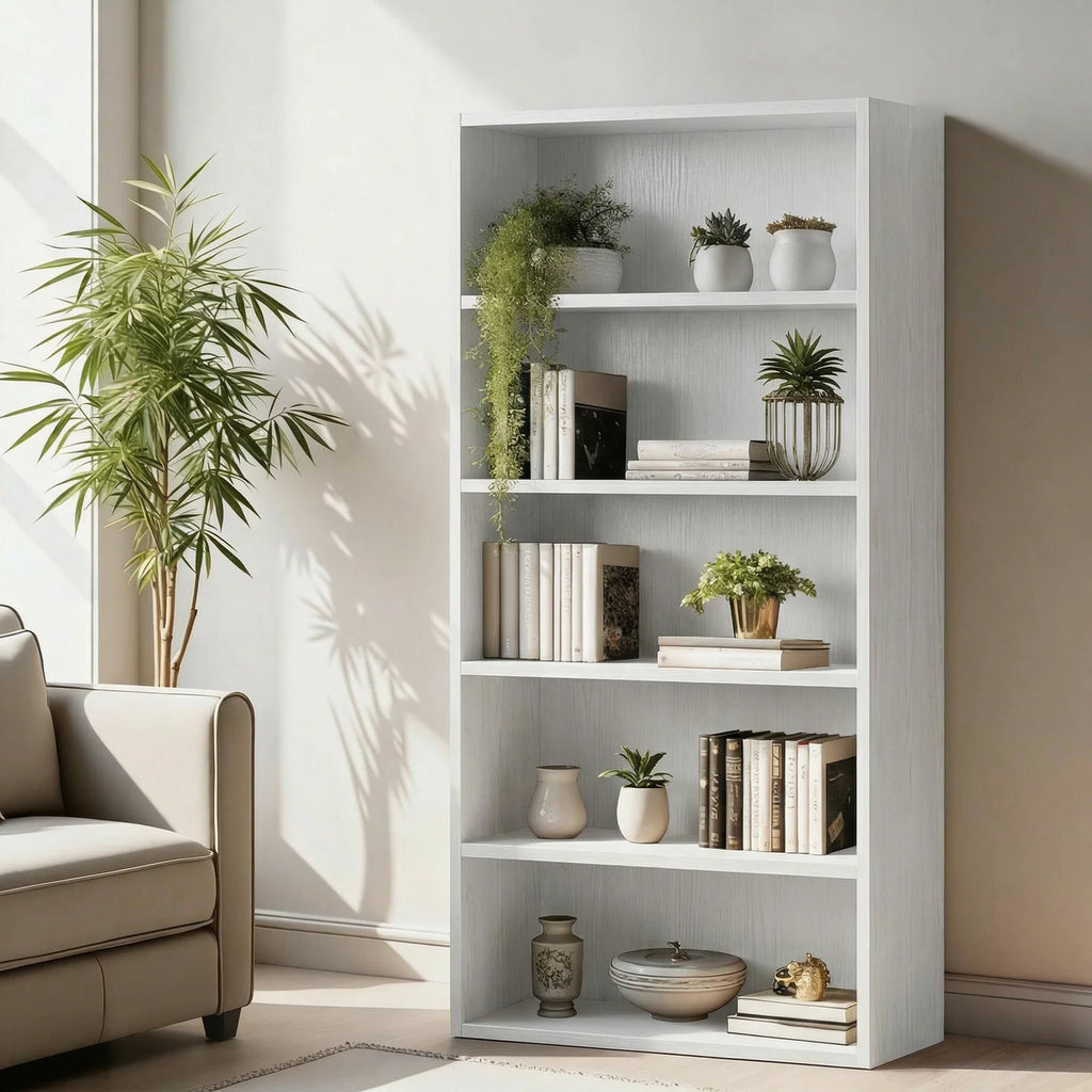 MCQ 5 Tier Wooden Bookshelf