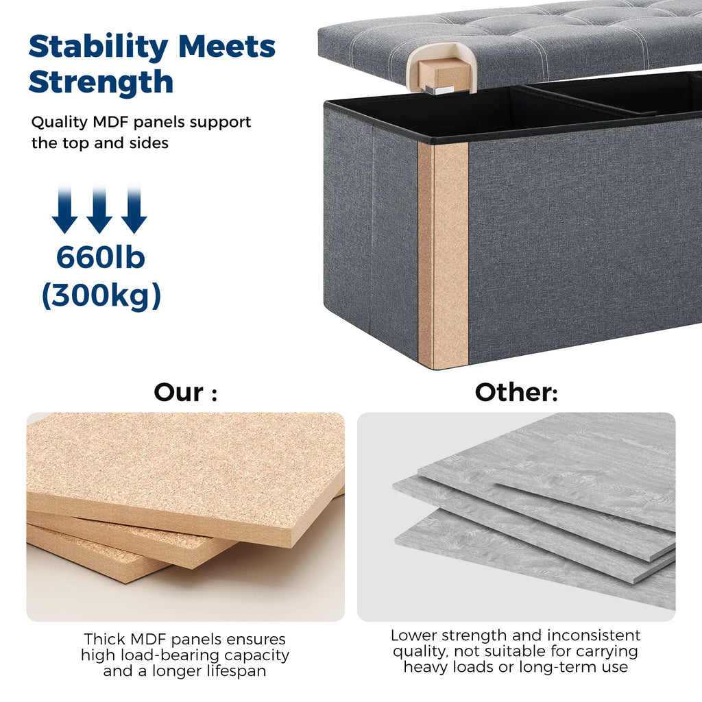 Foldable Stool Ottoman Storage Bench