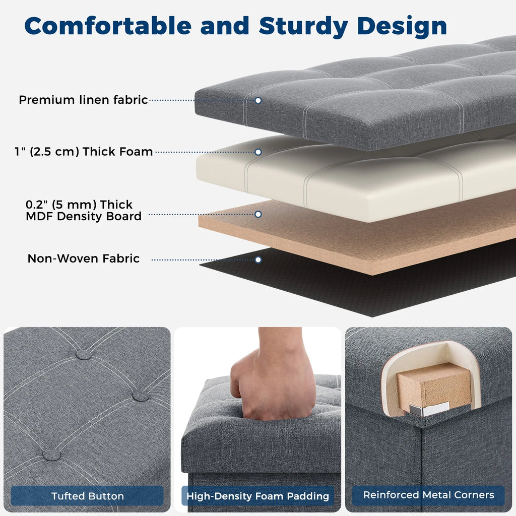 Foldable Stool Ottoman Storage Bench