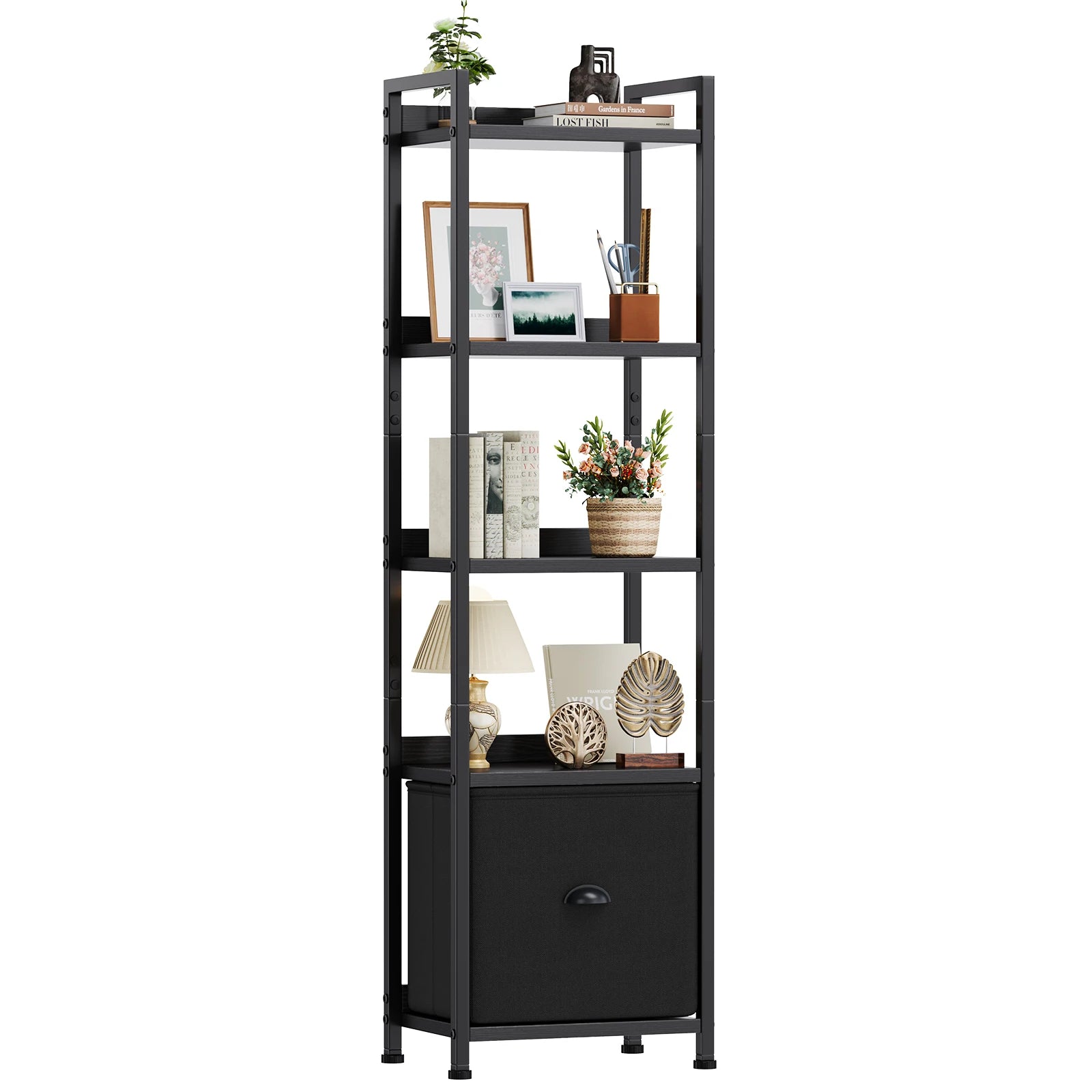 JHK Wood 5 Tier Bookshelf