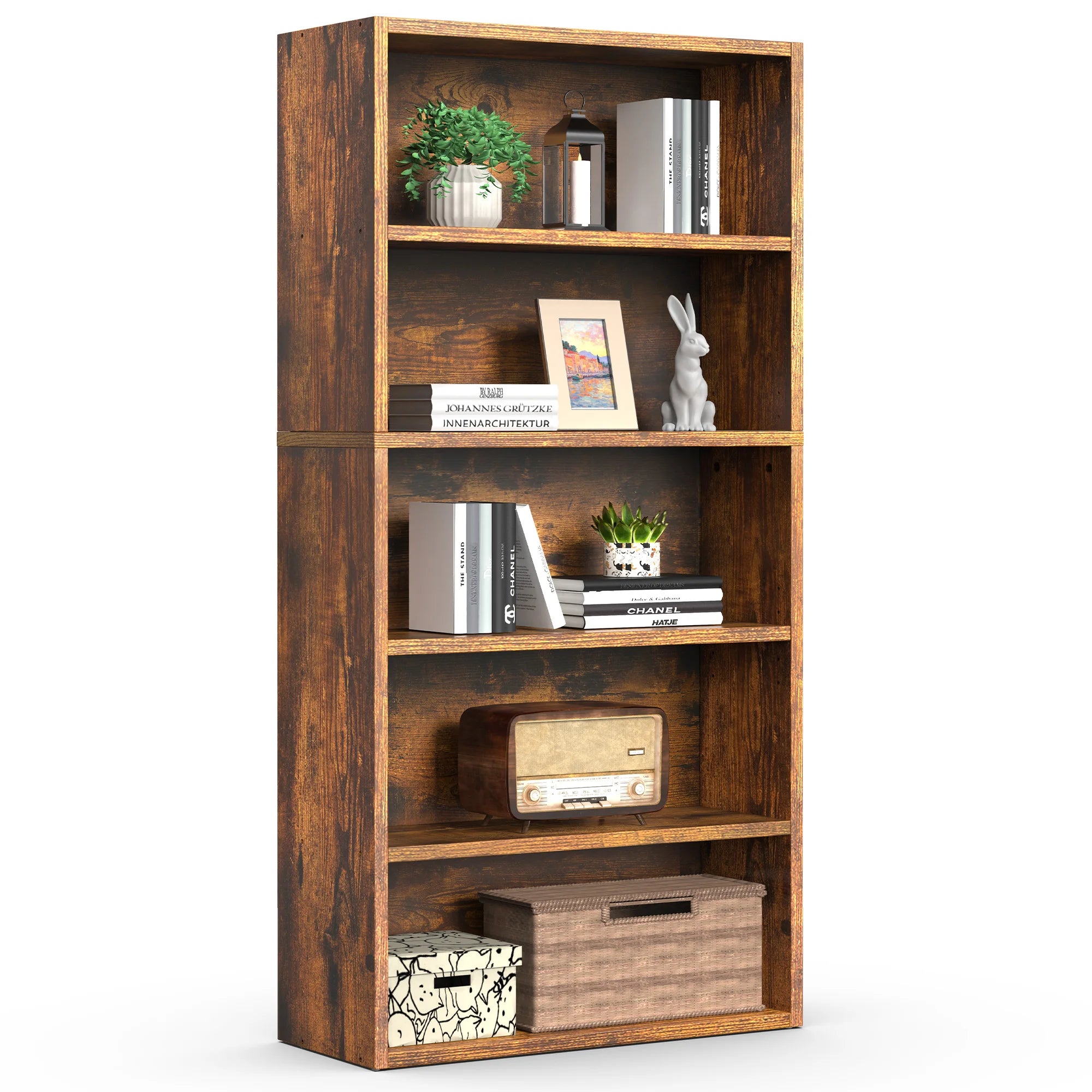 MCQ 5 Tier Wooden Bookshelf