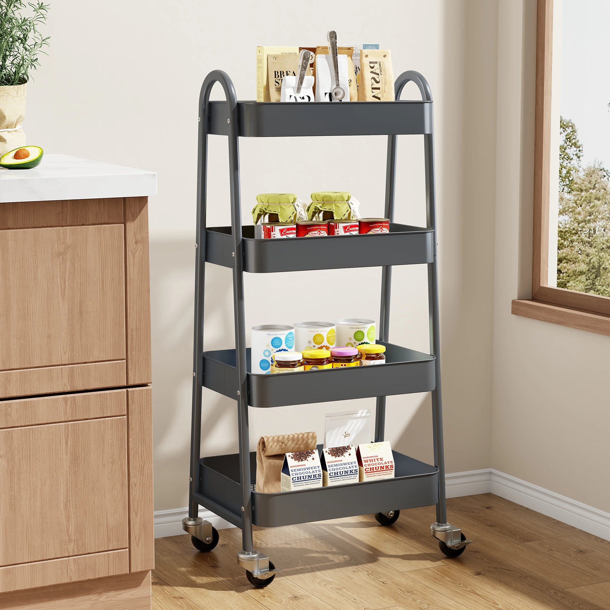 JHK 4 Tier Metal Storage Kitchen Cart