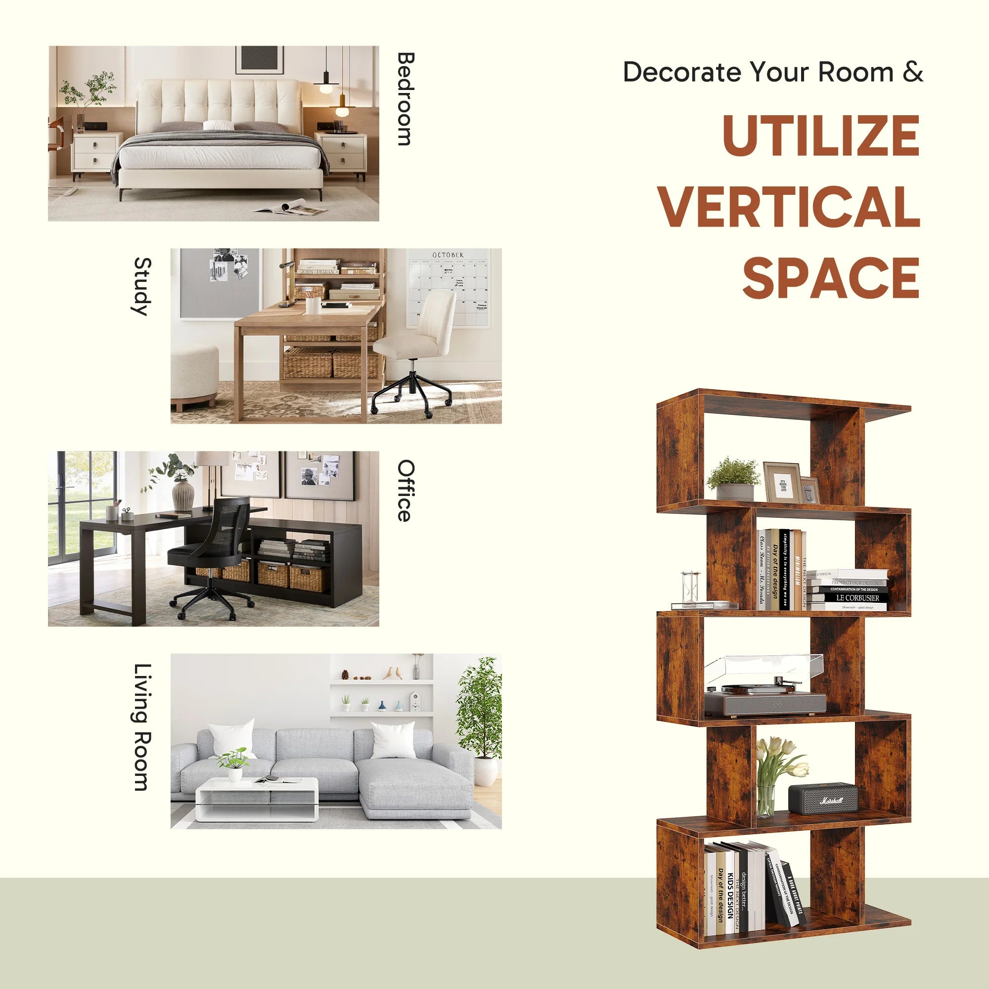 62IN Geometric Bookcase