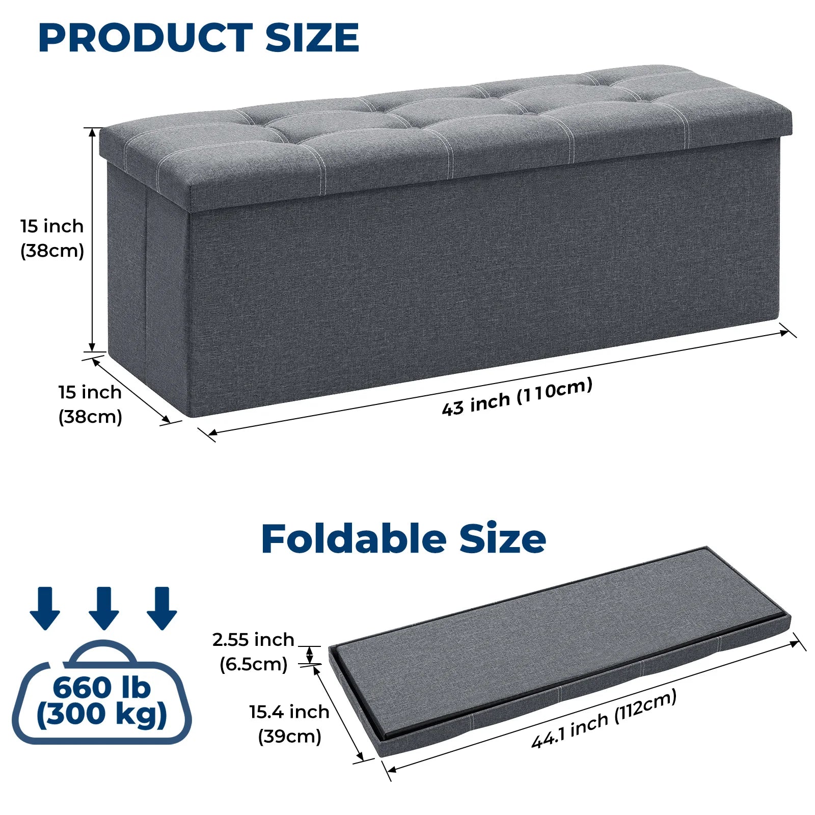 Foldable Stool Ottoman Storage Bench