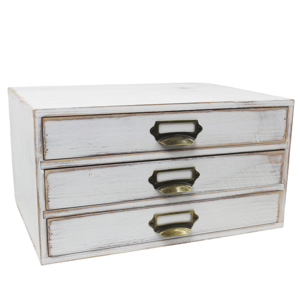 3-Drawer Wooden Storage Organizer Box