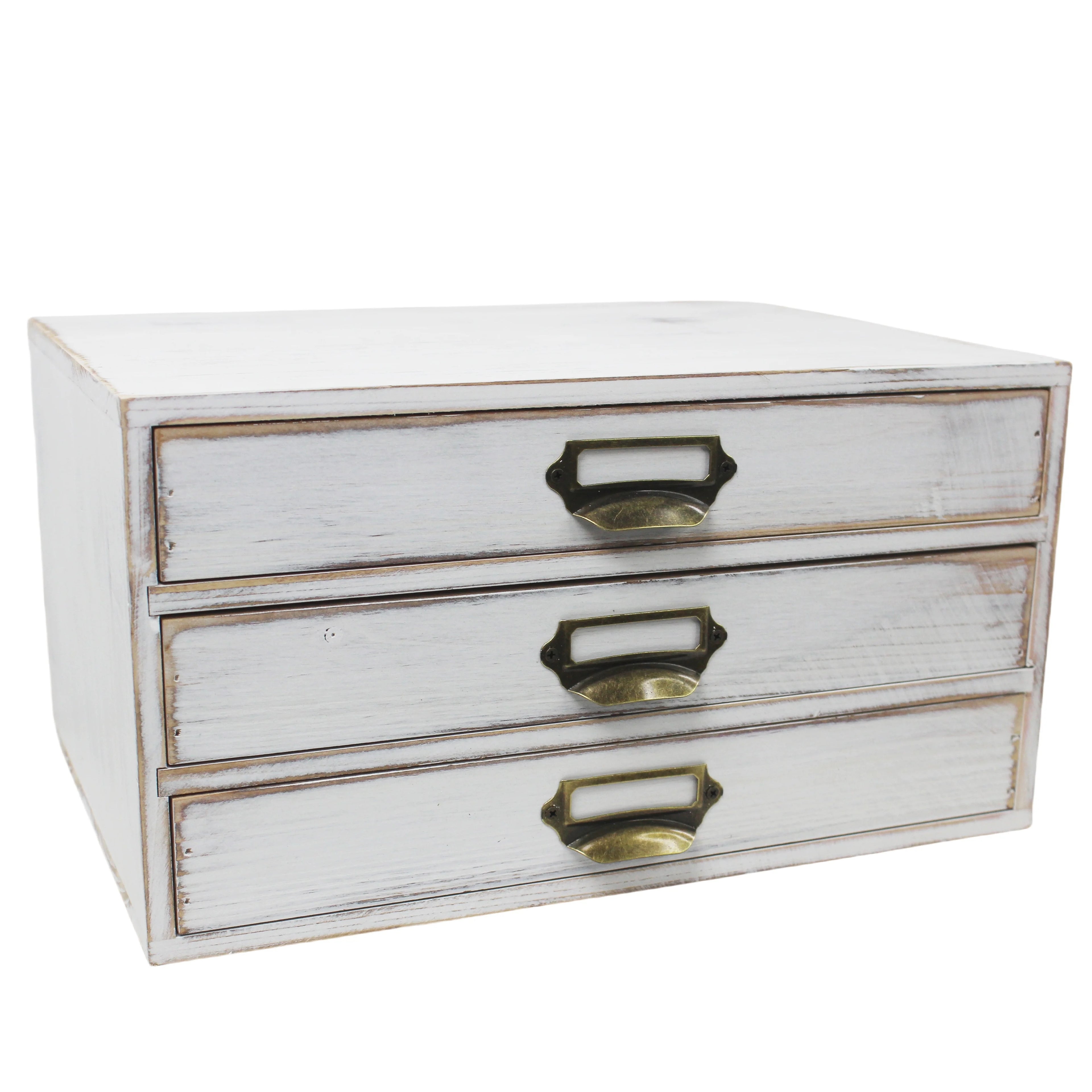 3-Drawer Wooden Storage Organizer Box