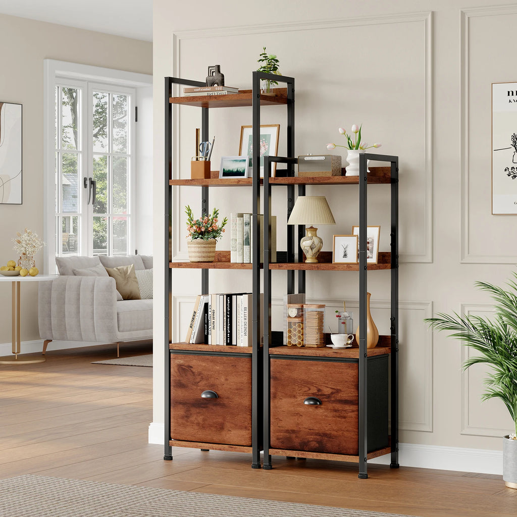 JHK Wood 5 Tier Bookshelf