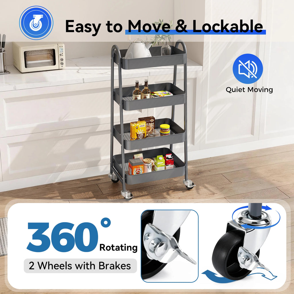 JHK 4 Tier Metal Storage Kitchen Cart